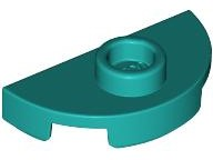 Plate Special Round 1 x 2 Half Circle with Stud (Jumper) in Dark Turquoise