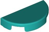 Tile Round 1 x 2 Half Circle in Dark Turquoise