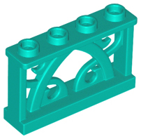 Fence Ornamented 1 x 4 x 2 with 4 Studs in Dark Turquoise