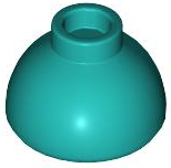 Brick Round 1.5 x 1.5 Dome Top [Plain] in Dark Turquoise