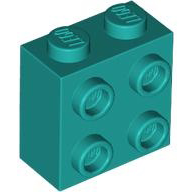 Brick Special 1 x 2 x 1 2/3 with 4 Studs on 1 Side in Dark Turquoise