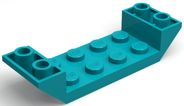 Brick Sloped Inverted 45° 6 x 2 Double with 2 x 4 Recessed in Dark Turquoise