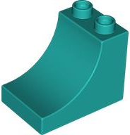 Duplo Brick 2 x 3 x 2 with Curve in Dark Turquoise