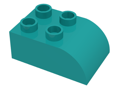 Duplo Brick 2 x 3 with Curved Top in Dark Turquoise