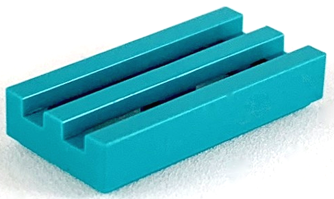 Tile Special 1 x 2 Grille with Bottom Groove in Dark Turquoise