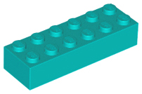 Brick 2 x 6 in Dark Turquoise