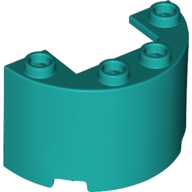 Cylinder Half 2 x 4 x 2 with 1 x 2 Cutout in Dark Turquoise
