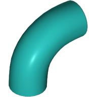 Brick Round 1 x 1 diameter Tube with 90 Degree Elbow (2 x 2 x 1) and Axle Holes (Crossholes) at each end in Dark Turquoise