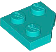 Wedge Plate 2 x 2 Cut Corner in Dark Turquoise