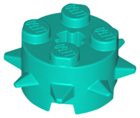 Brick Round 2 x 2 Special with Spikes in Dark Turquoise