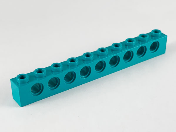 Technic Brick 1 x 10 [9 Pin Holes] in Dark Turquoise