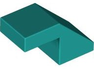Brick Sloped 45° 2 x 1 with 2/3 Inverted Cutout and no stud in Dark Turquoise