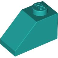 Brick Sloped 45° 2 x 1 with Bottom Pin in Dark Turquoise
