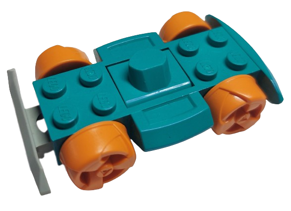 Vehicle Base 4 x 6 Racer Base with Orange Wheels in Dark Turquoise