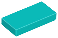 Tile 1 x 2 with Groove in Dark Turquoise