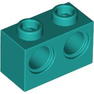 Technic Brick 1 x 2 [2 Pin Holes] in Dark Turquoise