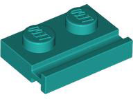 Plate Special 1 x 2 with Door Rail in Dark Turquoise
