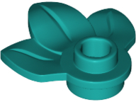 Plant, Plate 1 x 1 Round with 3 Leaves in Dark Turquoise