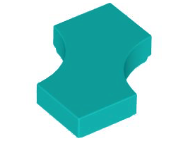 Tile Special 2 x 2 with 2 Quarter Round Cutouts in Dark Turquoise