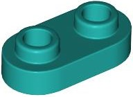 Plate Special 1 x 2 Rounded with 2 Open Studs in Dark Turquoise
