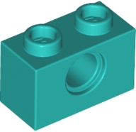 Technic Brick 1 x 2 [1 Pin Hole] in Dark Turquoise