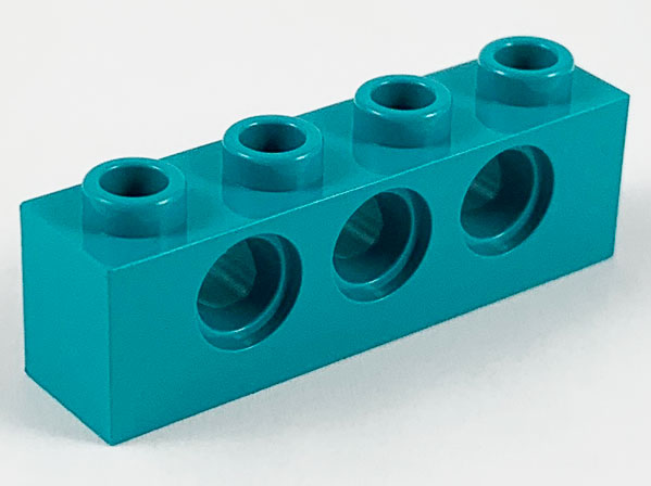 Technic Brick 1 x 4 [3 Pin Holes] in Dark Turquoise