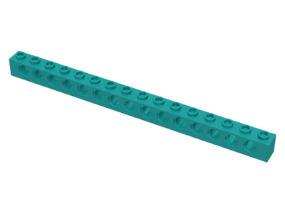 Technic Brick 1 x 16 [15 Pin Holes] in Dark Turquoise