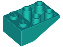 Brick Sloped Inverted 33° 3 x 2, No Connections between Studs, Ovoid Bottom Pin in Dark Turquoise