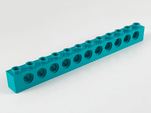 Technic Brick 1 x 12 [11 Pin Holes] in Dark Turquoise