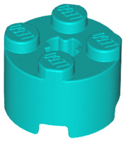 Brick Round 2 x 2 with Axle Hole in Dark Turquoise