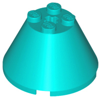 Cone 4 x 4 x 2, Axle Hole [Plain] in Dark Turquoise