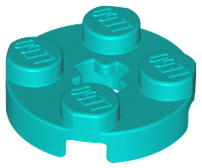 Plate Round 2 x 2 with Axle Hole Type 1 (+ Opening) in Dark Turquoise