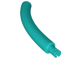 Animal Body Part / Plant, Tail / Neck / Branch / Trunk, Middle Section with Pin, Square Pin Hole in Dark Turquoise