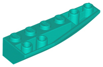 Brick Wedged, Curved Inverted 6 x 2 Right in Dark Turquoise