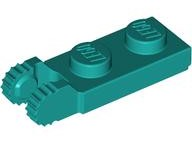 Hinge Plate 1 x 2 Locking with 2 Fingers On End, with Groove, 9 Teeth in Dark Turquoise