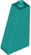 Brick Sloped 75° 2 x 1 x 3 with Hollow Stud in Dark Turquoise