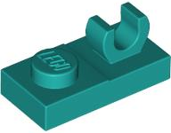 Plate Special 1 x 2, Top Clip [Open O] in Dark Turquoise