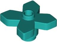 Plant, Flower 2 x 2 Leaves - Angular in Dark Turquoise