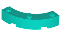 Brick Round Corner 4 x 4 Macaroni Wide with 3 Studs in Dark Turquoise