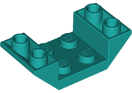 Brick Sloped Inverted 45° 4 x 2 Double with 2 x 2 Recessed in Dark Turquoise