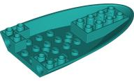 Aircraft Fuselage Curved Forward 6 x 10 Bottom, 2 Pin Holes in Dark Turquoise