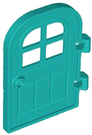 Door Right 4 x 6 with Curved Top, Bars in Dark Turquoise