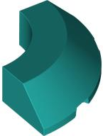 Brick Round Corner 4 x 4 x 1 with Bottom Cut Outs, No Studs, Flat Top in Dark Turquoise