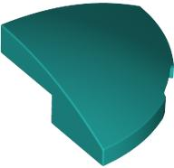 Brick Round Corner, Curved 2 x 2 x 2/3 Quarter Circle With 1 x 1 Bottom Cutout in Dark Turquoise