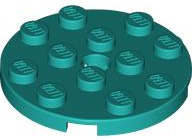 Plate Round 4 x 4 with Pin Hole in Dark Turquoise