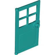 Door 1 x 4 x 6 with 4 Panes and Stud Handle in Dark Turquoise