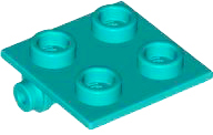 Hinge Brick 2 x 2 Top Plate Thin in Dark Turquoise