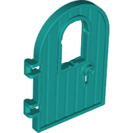 Door 1 x 4 x 6 Round Top with Window and Keyhole, Reinforced Edge in Dark Turquoise