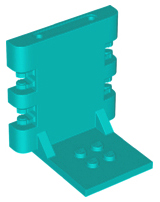 Hinge Bracket 4 x 5 x 5 Locking with 2 Fingers, Two on Each Side, 7 Teeth in Dark Turquoise