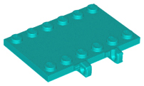 Hinge Plate 4 x 6 with Two 1 x 6 Studs and Recessed 2 x 6 Middle in Dark Turquoise